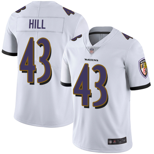 Baltimore Ravens Limited White Men Justice Hill Road Jersey NFL Football #43 Vapor Untouchable